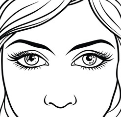 Art of a woman's face and hairstyle in black and white. minimalist graphic illustration silhouette stock vector for photo overlays t-shirt print flyer poster 