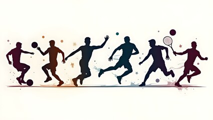 silhouettes of people running