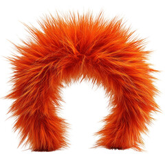 Bright orange shaggy wig suitable for creative projects or costume use, hair isolated on a transparent background. PNG
