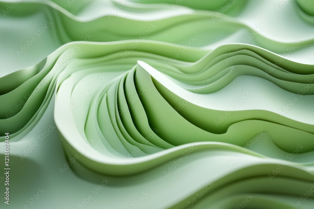 Aufkleber abstract textured waves in shades of green create a soothing visual experience in modern design
