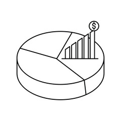 Pie Chart line icon with white background vector stock illustration