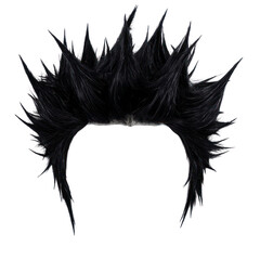 Jagged black wig on a transparent background for design use, isolated on a transparent background. PNG