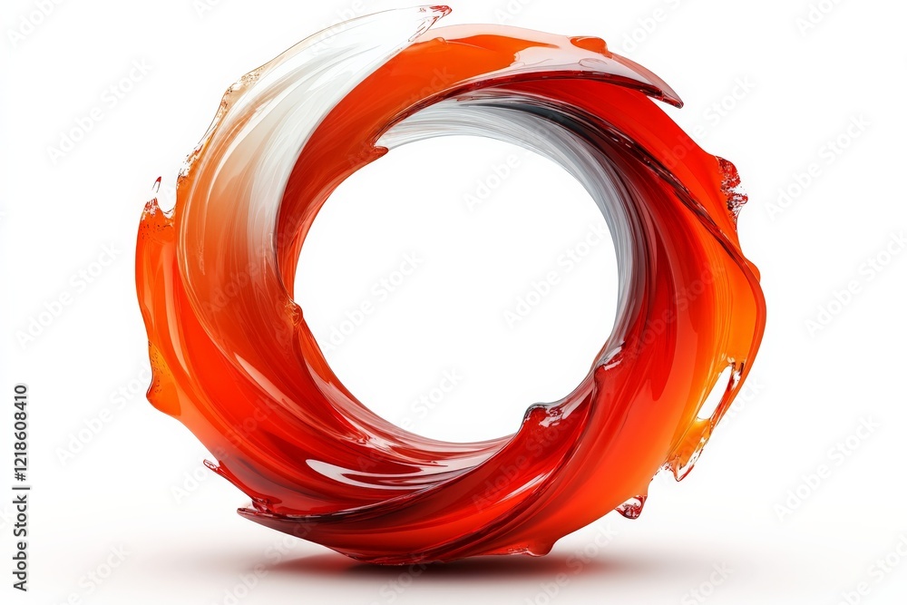Poster abstract design of a circular shape with flowing red and white colors representing movement and ener