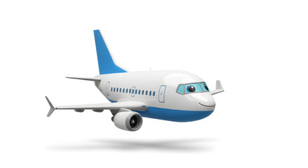 Fototapeta premium Cute Cartoon Airplane Illustration for Kids isolated on white background. Generative AI