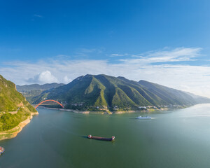 Yangtze river landscape at the entrance of Wu gorge