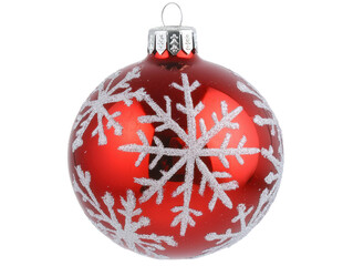 Isolated Red Christmas Ornament with Snowflakes