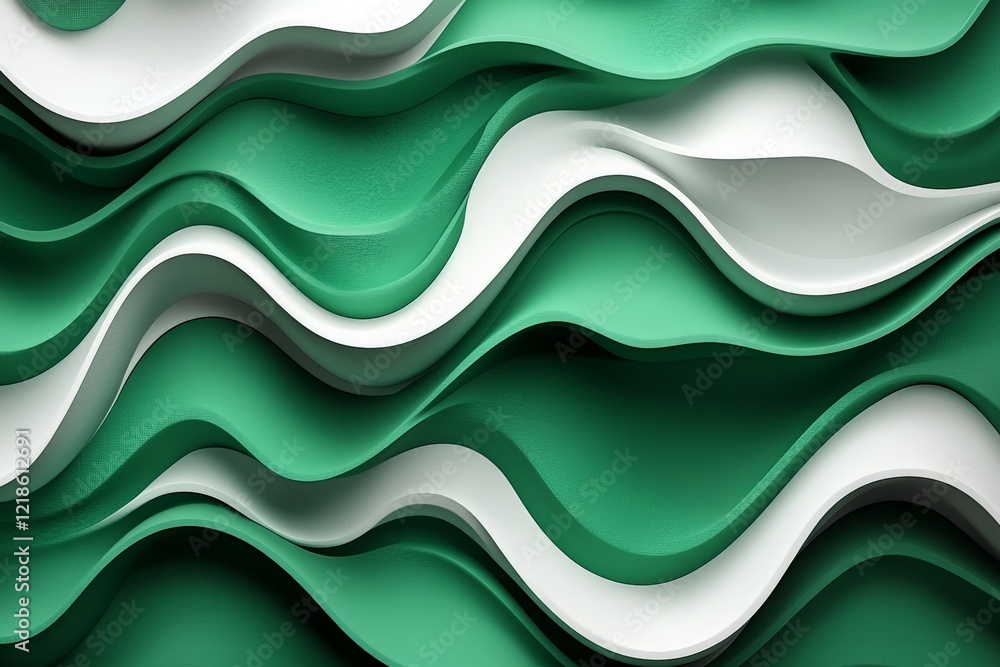 Aufkleber wavy green and white patterns create a dynamic visual texture for design inspiration or decoration