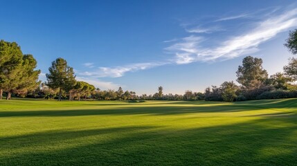 Serene Golf Course Landscape Under a Sunny Sky