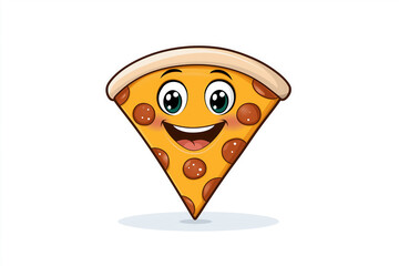 Pizza slice cartoon character isolated on white background