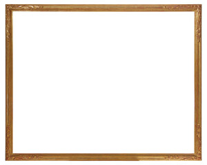 Narrow antique wooden picture frame on a transparent background, in PNG format.