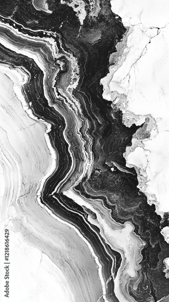 Poster black and white marble abstract design with flowing patterns and textures