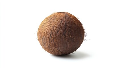 coconut whole, isolated on white background, full depth of field