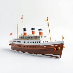 Fototapeta premium 3d sea ship isolated on white background