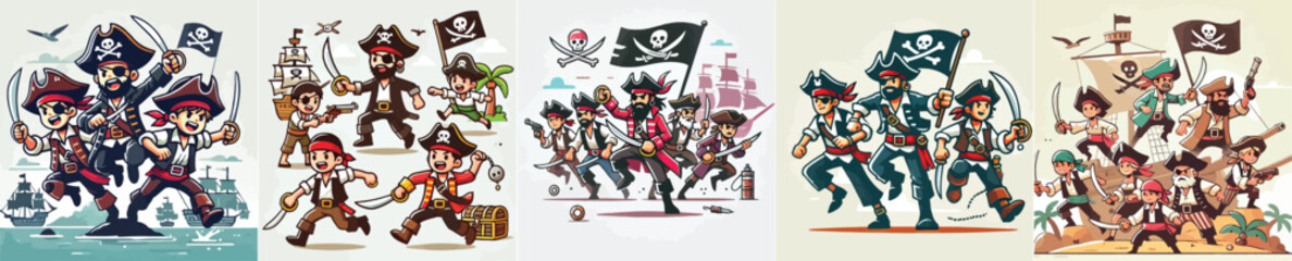 vector image of pirates in action