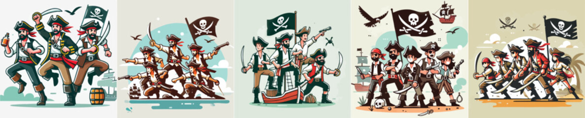 vector image of pirates in action