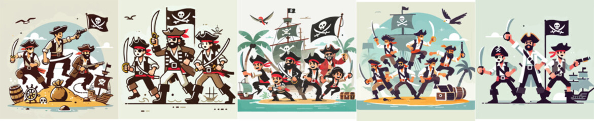 vector image of pirates in action