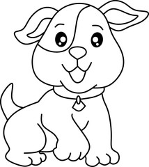 Little dog cartoon line art for coloring book pages
