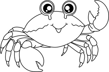 Crab cartoon line art for coloring book pages