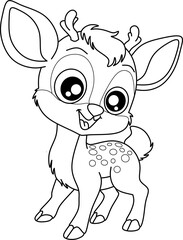 Cute deer line art for coloring book pages