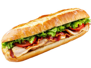 Isolated Sub Sandwich with Bacon and Turkey
