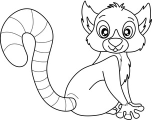 Lemur cartoon line art for coloring book pages