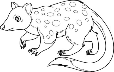 Quoll cartoon line art for coloring book pages