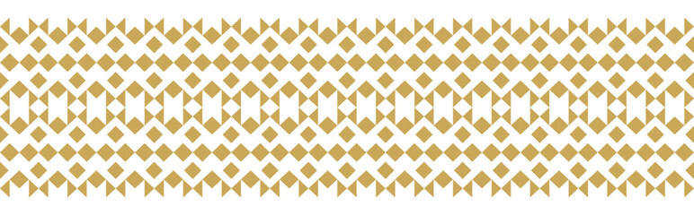 Gold ethnic ornament with geometric tribal border pattern.