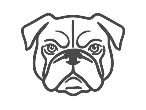 recommend clip art: Simple Wild Boxer Dog Head Line Outline Icon 