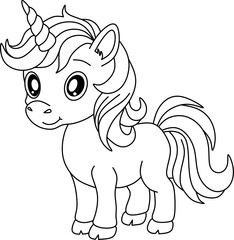 Unicorn cartoon line art for coloring book pages