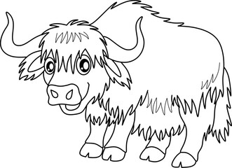 Yak cartoon line art for coloring book pages
