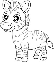 Zebra cartoon line art for coloring book pages