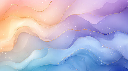 Obraz premium Abstract Waves with Gold Accents and Pastel Gradient Colors
