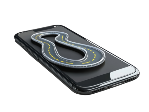 Isolated Smartphone with 3D Road Map