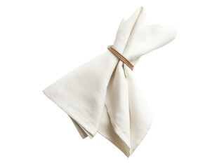 Naklejka premium Isolated Cream Colored Linen Napkin with Twine Ring