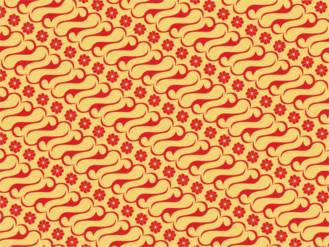 vector parang batik pattern in yellow and red