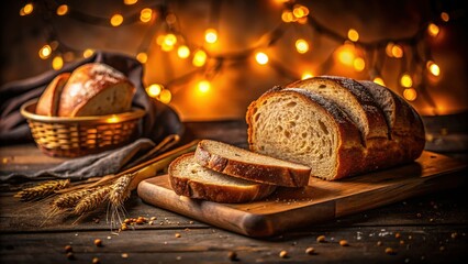 Delicious Sliced Bread Breakfast: Soft Focus Night Photography