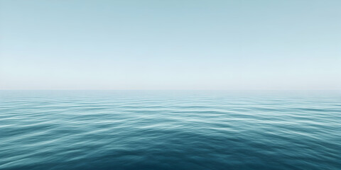 Obraz premium Serene ocean vista, calm water meeting pale sky, minimalist seascape.