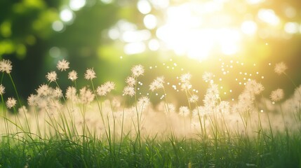 Obraz premium Spring breeze blowing through a field of tall grass - generated AI