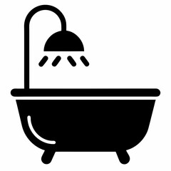 Bathtub shower flat vector icon art illustration


