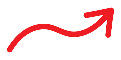 wavy curved Long arrow icon. long line arrow vector. flat style Arrow symbol. arrow on a white background. vector illustration. Simple line hand drawn Red arrow icon . 