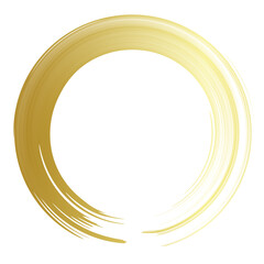 Gold brush circle watercolor ink stroke label, Editable isolated background