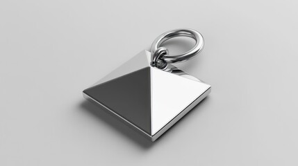 Sleek Silver Pyramid Keychain: Modern Minimalist Design