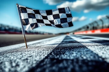 Checkered Flag Finish Line Race Track Victory Image