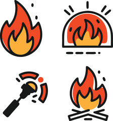 Cartoon Fire Icons Set for Various Applications