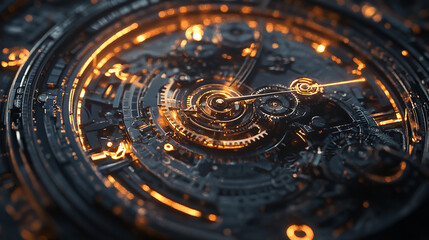 Elegant clock zoom-in on blank right side