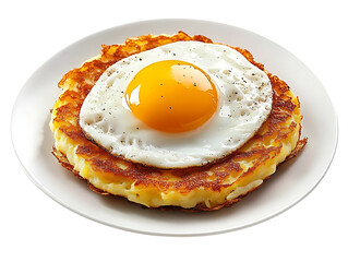Fried egg and potato pancake dish home kitchen culinary delight bright setting top view
