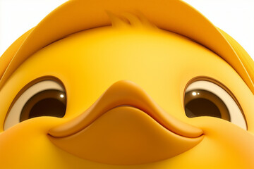 3D Close Up of a Duck Face on White Background