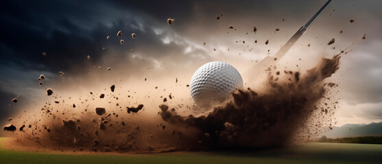 Golf, golf ball in a dynamic shot.