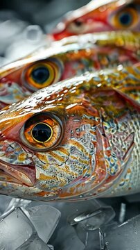 Icy showcase of seafood varieties