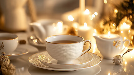 Fototapeta premium Elegant porcelain tea set